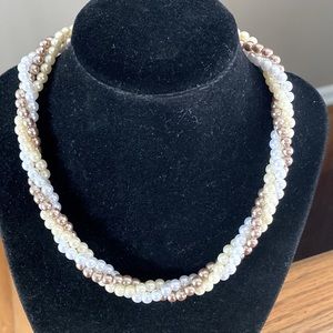 Tri colored faux  pearl necklace